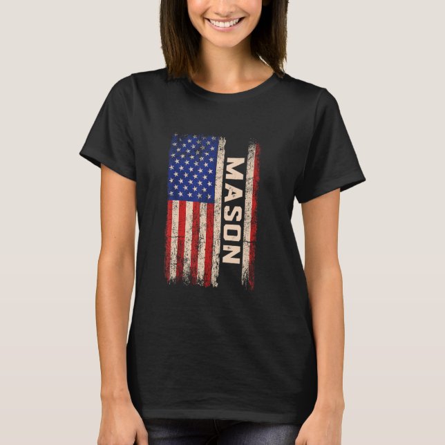Mason Last Name Shirt Mason Name American Flag (Front)