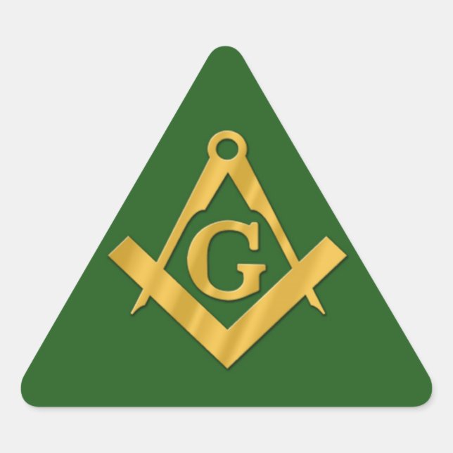 Mason Masonic on Green Triangle Sticker (Front)