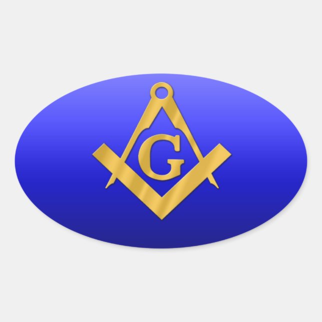 Mason Masonic with Gradient Blue Oval Sticker (Front)