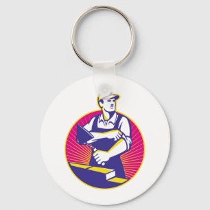 Mason Masonry Construction Worker Trowel Key Ring
