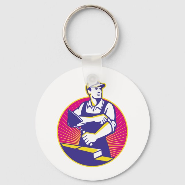 Mason Masonry Construction Worker Trowel Key Ring (Front)