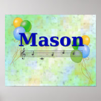 Mason Musical Name Nursery Room Poster