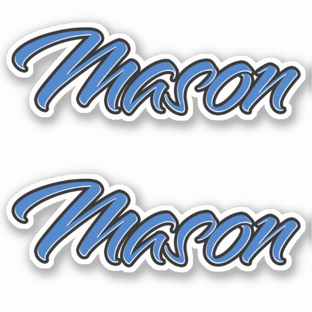 Mason name blue sticker embroidery set (Front)