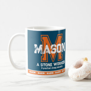Mason name meaning sports monogram orange blue coffee mug