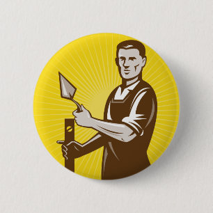 mason plasterer construction worker 6 cm round badge