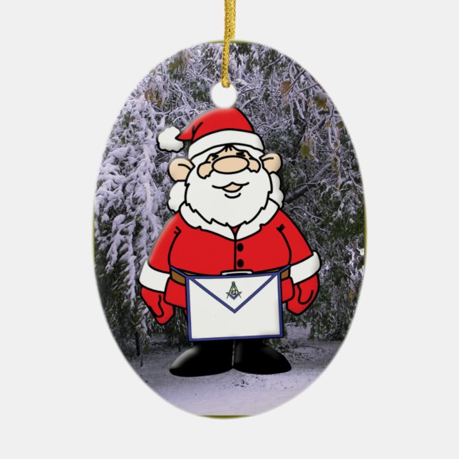 Mason Santa in the snow Ceramic Tree Decoration (Front)