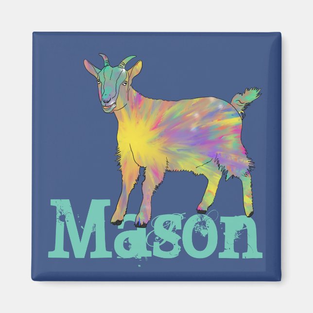 Mason Starburst Goat Colourful Cute Animal Art Magnet (Front)