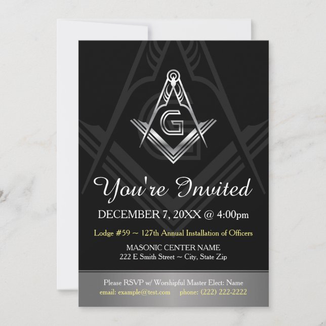 Masonic Annual Installation of Officers Invitation (Front)