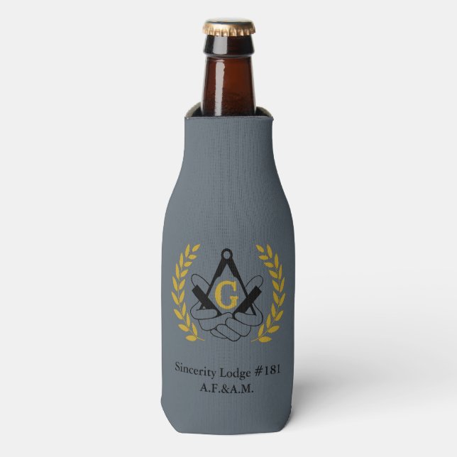 Masonic bottle cosy bottle cooler (Bottle Front)