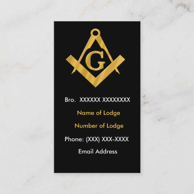 Masonic Business Black and Gold Card (Front)
