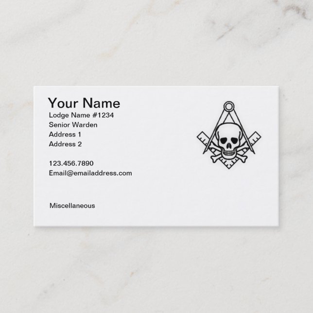 Masonic Business Card 1 (Front)