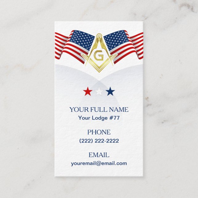 Masonic Business Card Template for Veterans (Front)