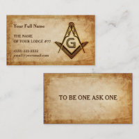 Masonic Business Card Template | Rustic Parchment