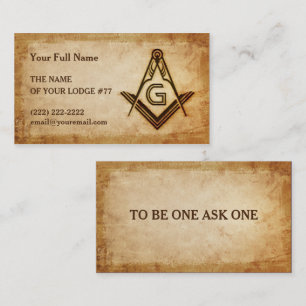 Masonic Business Card Template   Rustic Parchment