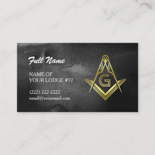 Masonic Business Cards   Dark Grey Watercolor