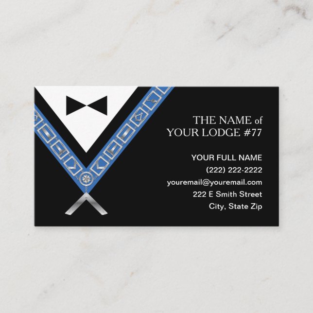 Masonic Business Cards | Freemason Officer Jewels (Front)