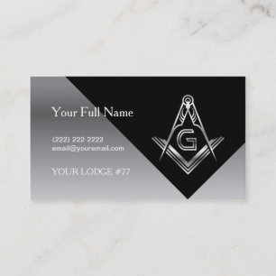 Masonic Business Cards, Silver & Black Freemasonry Business Card