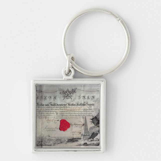 Masonic certificate, 1785 key ring (Front)