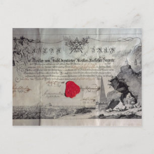 Masonic certificate, 1785 postcard