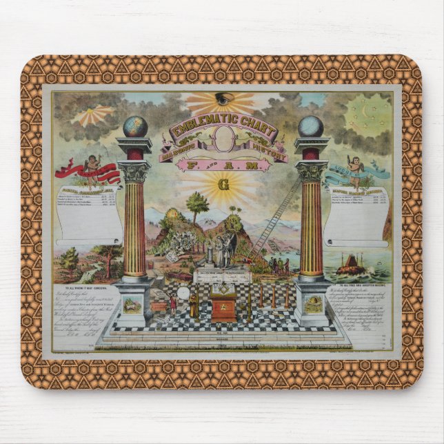 Masonic Chart  (with custom border) Mouse Mat (Front)