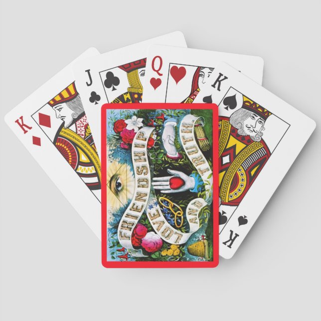Masonic Colourful Truth Romantic Love Friendship Playing Cards (Back)