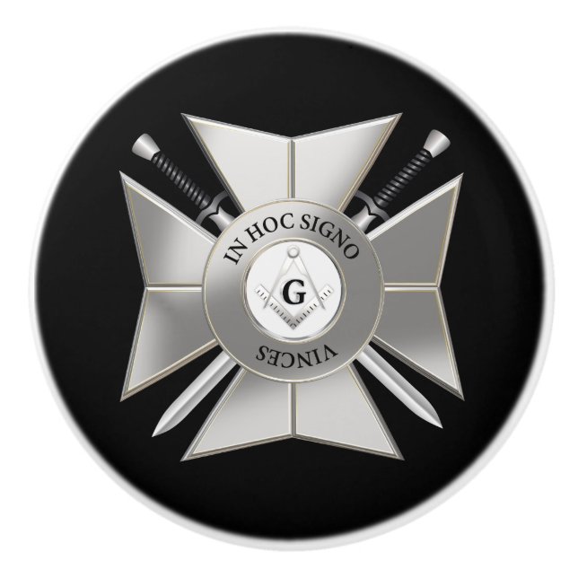 Masonic cross ceramic knob (Front)