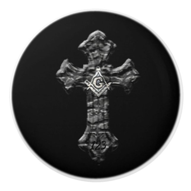 Masonic Cross Ceramic Knob (Front)