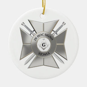 Masonic cross ceramic tree decoration