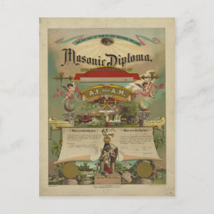 Masonic Diploma Freemason Freemasonry 1891 Postcard