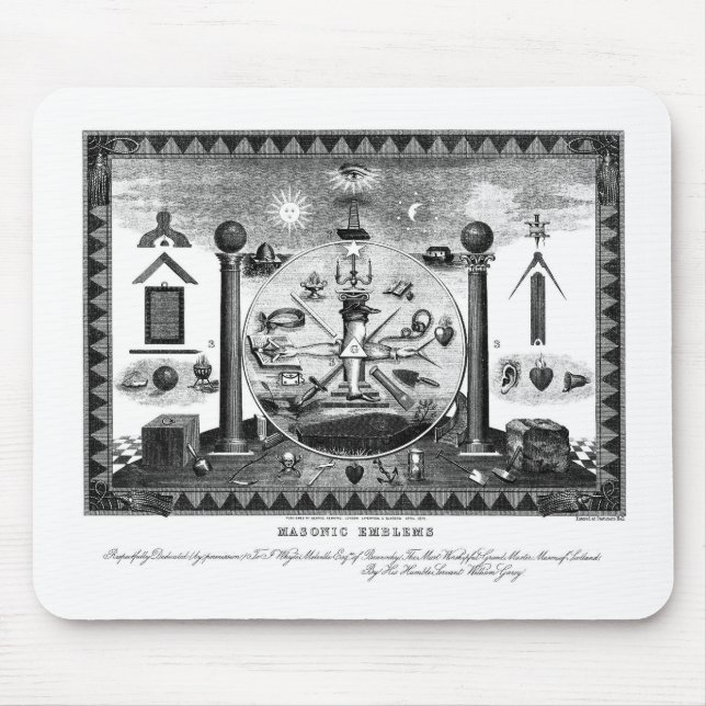 Masonic Emblems Chart from 1874 Mouse Mat (Front)