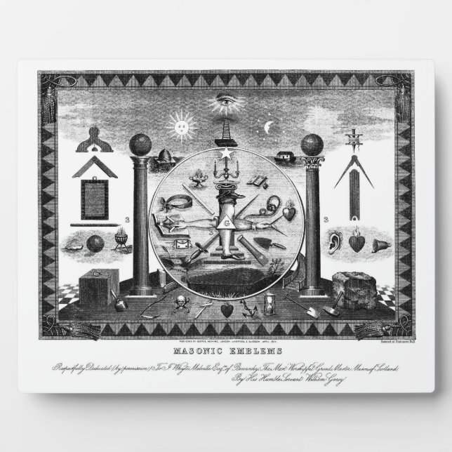 Masonic Emblems Chart from 1874 Plaque (Front)