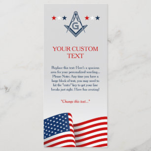Masonic Flag Ceremony Card, American Freemason Programme