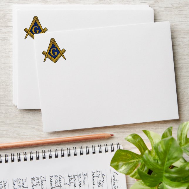 Masonic Freemason Masonry Return Address Envelope (Stacked)