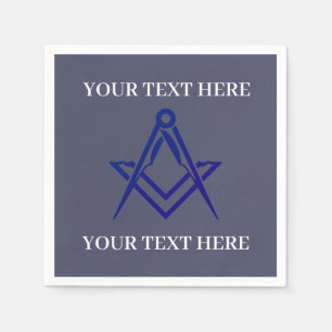 Masonic Freemason Square and Compass Blue  Napkin