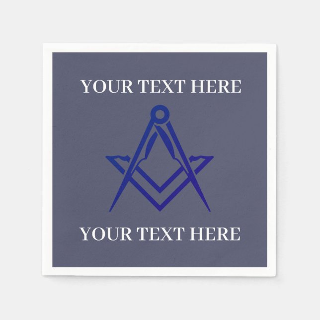 Masonic Freemason Square and Compass Blue  Napkin (Front)