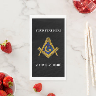 Masonic Freemason Square and Compass Blue  Napkin