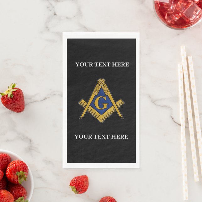 Masonic Freemason Square and Compass Blue  Napkin (Insitu)