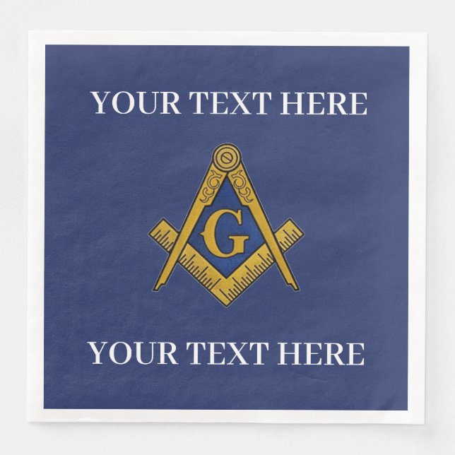 Masonic Freemason Square and Compass Blue  Napkin (Front)