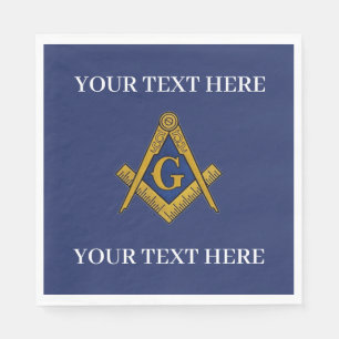 Masonic Freemason Square and Compass Blue Napkin