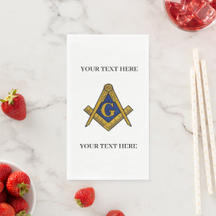 Masonic Freemason Square and Compass White Napkin