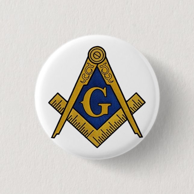 Masonic Freemasons Masonry Oes Square and Compass 3 Cm Round Badge (Front)