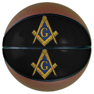 Masonic Freemasons Square and Compass Black Basketball