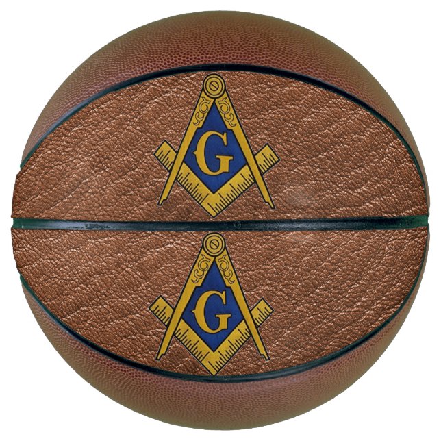 Masonic Freemasons Square and Compass Leather Basketball (Front)