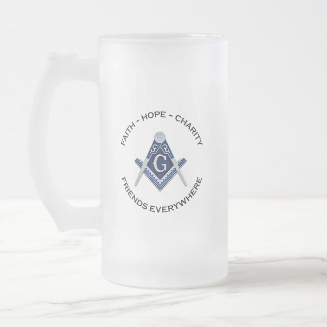 Masonic Frosted Mug Blue (Left)