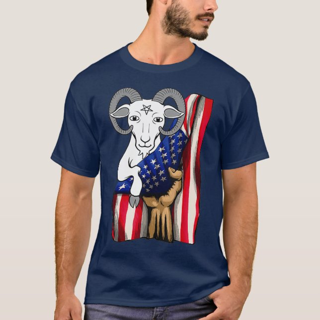 Masonic Goat Freemason Demonic Goat Flag Men T-Shirt (Front)