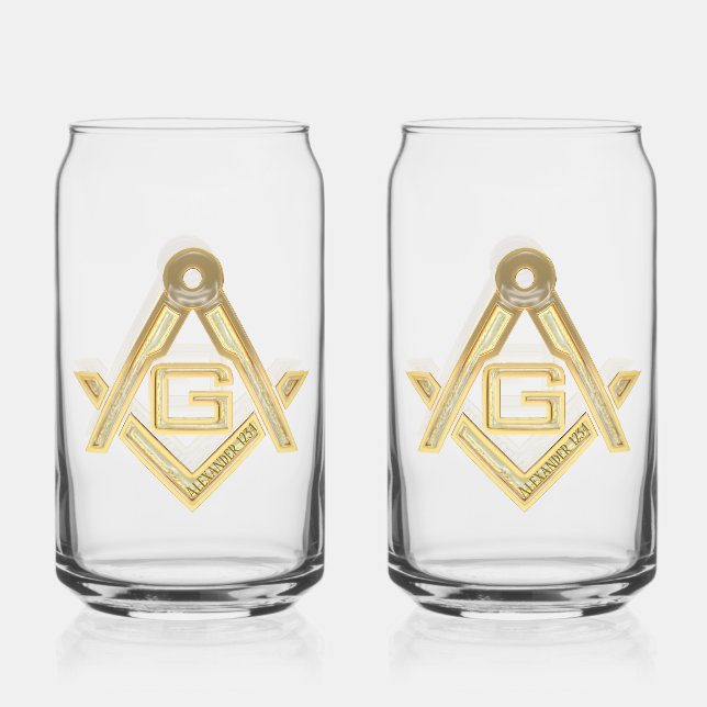 Masonic Golden Rush Can Glass (Front)
