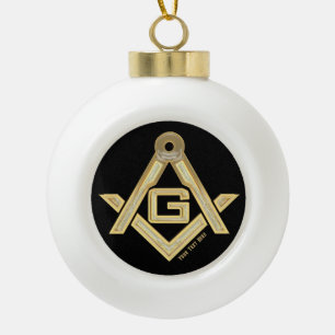 Masonic Golden Rush Ceramic Ball Christmas Ornament