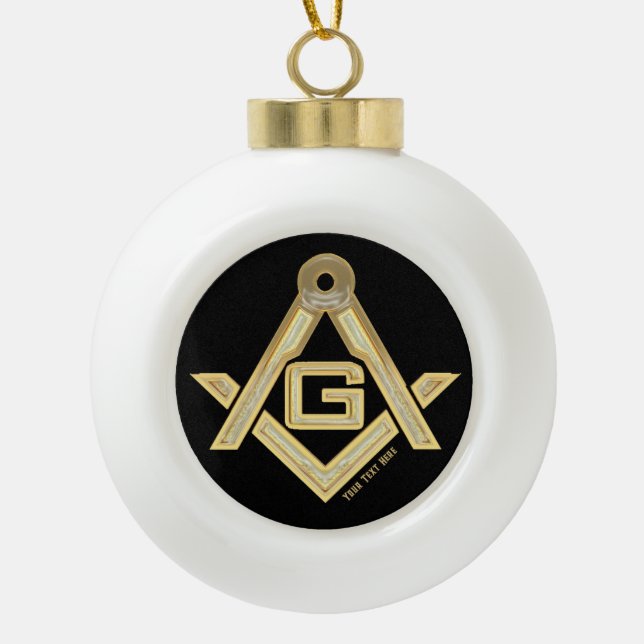 Masonic Golden Rush Ceramic Ball Christmas Ornament (Front)