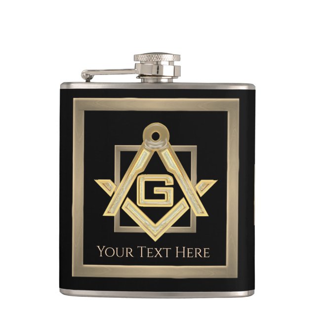 Masonic Golden Rush Hip Flask (Front)