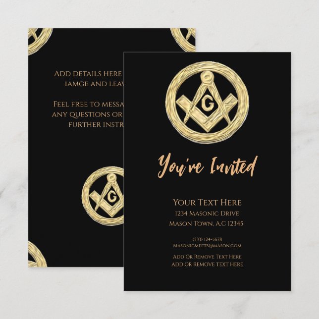 Masonic Golden Rush Invitation (Front/Back)